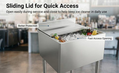 11×14in Stainless Steel Commercial Ice Bin w/Sliding Lid Drainage Ice Chest