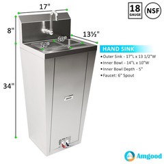 10 in. x 14 in. Hands-Free Hand Sink With Pedestal Base