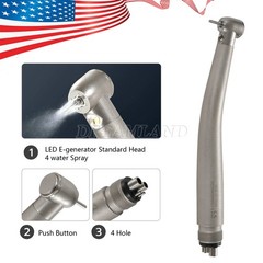 NSK Style Dental LED E-generator Fiber Optic 4 Spray Handpiece 4H Standard Head