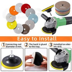 4 Inch 50-6000Grit Diamond Polishing Pads Kit Wet/Dry for Granite Stone Concrete