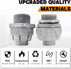 1 Inch Liquid Tight Connector PVC Flexible Conduit Connector,Straight 180 Degree