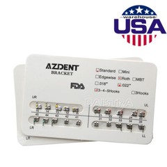 AZDENT Dental Orthodontic Brackets Braces Metal Standard Roth Slot.022 Hooks 345