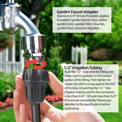 24 Pack 1/2 Inch Drip Irrigation Fittings Kits, 3/4″ to 1/2″ Adapter and Tee …