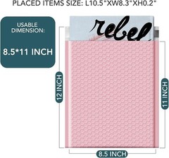 Poly Bubble Mailers 8.5×12 250pc Padded Envelope 8.5×11 Bubble Bag #2 Light Pink