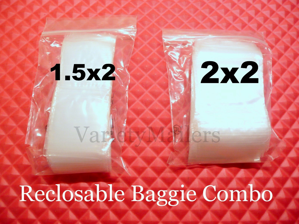 200 Reclosable Bag Combo 1.5×2 & 2×2 Clear 2 Mil Plastic Seal-Top Baggies