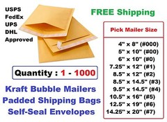 #000 00 0 1 2 3 4 5 6 7 Kraft Bubble Mailers Padded Shipping Envelopes -1 25 100
