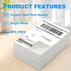 1000 4″ x 6″ Fanfold Direct Thermal Shipping Labels for Zebra & Rollo Printers