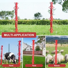 4ft Woven Wire Fence Stretcher Bar with 5 Wedges, HeavyDuty Carbon Steel Fenc…