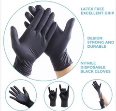 Schneider Black Nitrile Gloves 4 Mil Latex & Powder Free