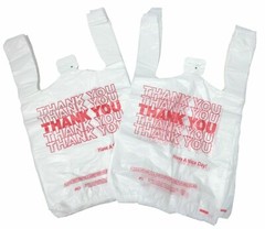 QTY 100 THANK-YOU T-Shirt Bags 11.5×6.5×22 White Plastic LARGE GROCERY FREE GIFT