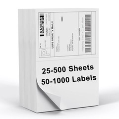 50-1000 Premium 8.5″ X 5.5″ Half Sheet Shipping Labels Self Adhesive 2 Per Sheet