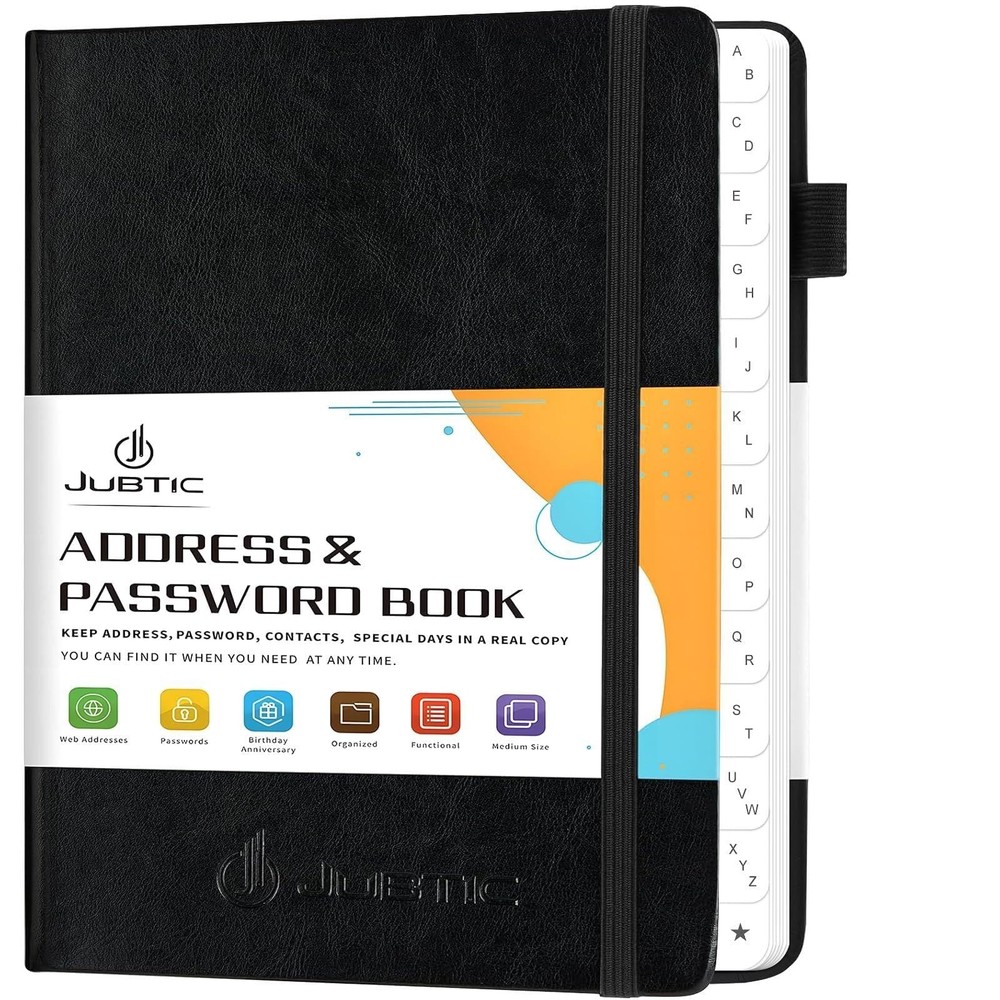 JUBTIC Address book with Alphabetical Tabs, Hardcover Password Keeper and Tel…