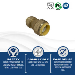 25 PIECES 3/4″ X 1/2″ PUSH FIT REDUCER COUPLING NEW! LEAD FREE