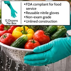 12 Pairs Green Chemical Resistant Diamond Textured Nitrile Gloves Industrial/2XL