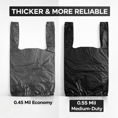 0.55 Mil Medium-Duty Black T-Shirt Bags XSmall 1/10 8x4x15 Bulk 50-1500