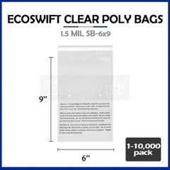 1-10000 6×9 EcoSwift Self Seal Suffocation Warning Clear Poly Bags Free Shipping