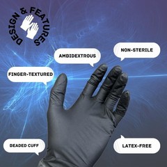 X-Large 6 MIL Textured Black Nitrile Exam Powder-Free Gloves 1000 Pieces
