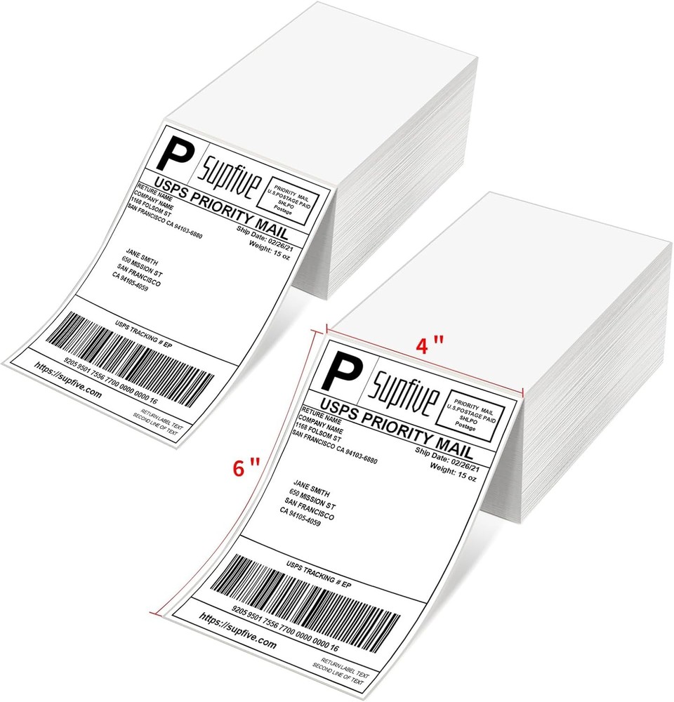 4″x6″ Direct Thermal Shipping Labels for Zebra & Rollo Printer Fanfold and Rolls
