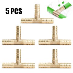 5PCS- 3/8 HOSE BARB TEE Brass Pipe 3 WAY T Fitting Thread Gas Fuel Water Air-