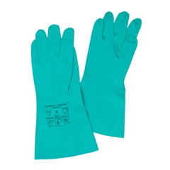 11 Mil Reusable Green Nitrile Gloves Chemical Resistant Diamond Textured