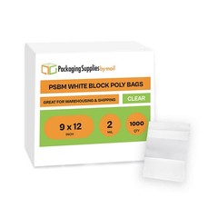 1000 Pcs 9″x 12″ 2 Mil Reclosable Bag Writeable White Block Water-Resistant