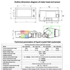 DC0-300V 50/100/200/400A Bluetooth Voltage Current Power Energy Coulomb Meter