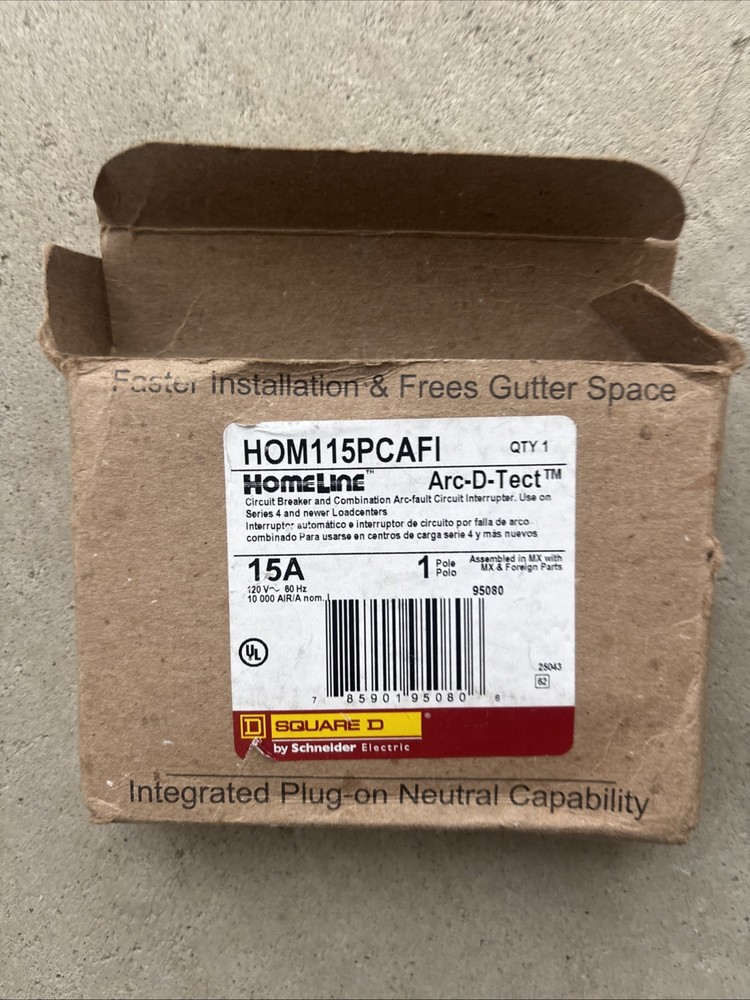 NEW SQUARE D HOMELINE HOM115PCAFI HOM115PCAFIC 15A PLUG ON NEUTRAL AFCI No Box