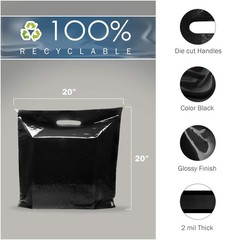 Large Merchandise Plastic Shopping Bags – 100 Pack 20″ x 20″ with 2 mil Thick…