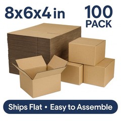 100 8x6x4 Shipping Boxes Cardboard Corrugated Mailing Packing Cartons USA
