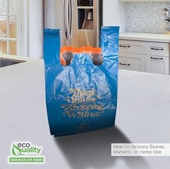 12×6.5×22 Inches Blue Plastic Shopping Bags for Grocery Takeout Retail 640 Pcs