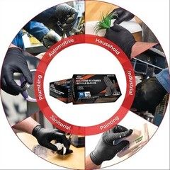 8-mil Heavy Duty Black Industrial Nitrile Gloves With Raised Diamond Texture