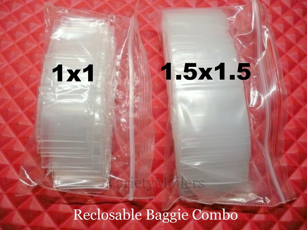 200 Reclosable Plastic Storage Bag Combo ~ 1×1 & 1.5×1.5 ~ Tiny Seal-Top Baggies