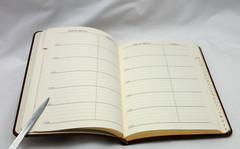 Address Book w Tabs Desk Size 5×7 Morocco Leather Softcover Graphic Image BROWN