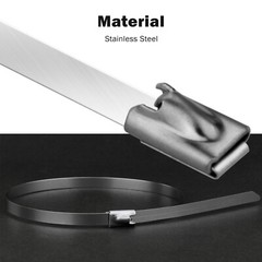 100Pcs Metal Zip Ties Stainless Steel Heavy Duty Self-Locking Cable Ties 150mm