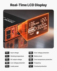 VEVOR 3000W Sump Pump Battery Backup System LCD Pure Sine Wave Power Inverter