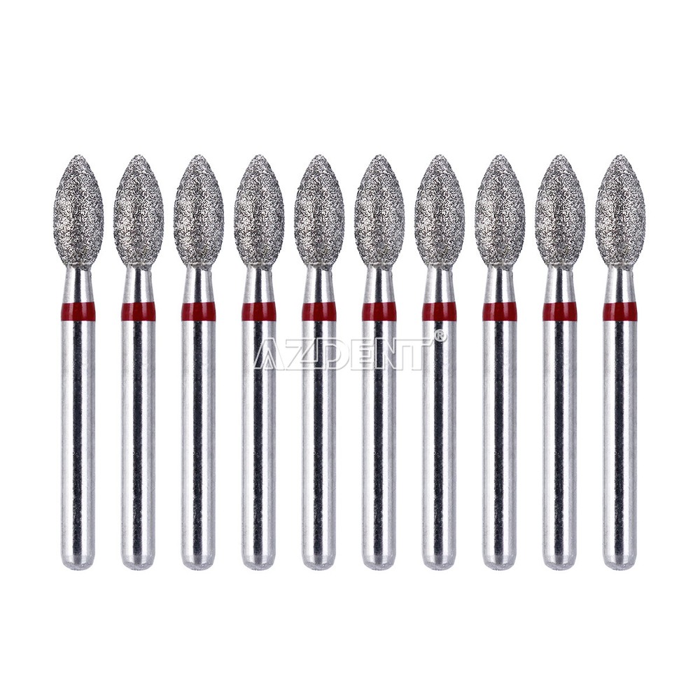 10pcs Dental FG DIAMOND BURS Drill FOOTBALL #368-023F FINE RED for Handpiece