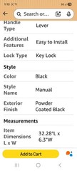 IRONWALLS Door Push Bar Panic Exit Device Aluminum w/ Handle Lever, Black 32-47”