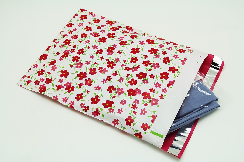 100 10×13 Pink Flowers Designer Poly Mailers Envelopes Boutique Custom Bags