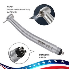 SANDENT Dental High Speed Handpiece Push Button 4 port spray 4 Hole Fit NSK