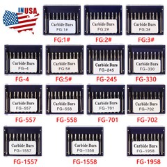 10-100*USA Dental Tungsten Carbide Steel Burs Drills for High Speed Handpiece de