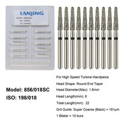 Dental Diamond Burs FG Round End Taper Football Fine Coarse 856 850 High Speed