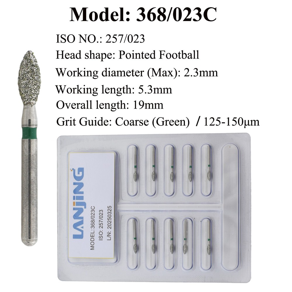 Dental Diamond Bur Football Egg 368/023F 379/023XF Super Fine Coarse FG Burs