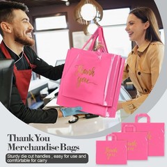 200 Pcs Thanks Bags with Handle Bulk Thank You Merchandise Bags 3 Size Plasti…