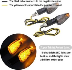 4PCS Motorcycle Turn Signals, Smoked Black Shell 14LED Front and Rear Blinkers w