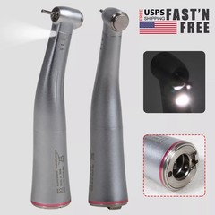 Dental Attachment Handpiece 1:5 Friction Grip Fiber Optic LED Contra Angle Red