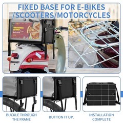 62L Insulated Food Delivery Bag for E-bikes/Scooters – Waterproof Carrier with