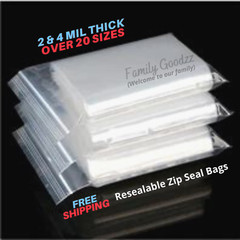 Resealable Seal Clear Plastic 2Mil & 4Mil Zipper Baggies Jewelry/ Parts/ Beads