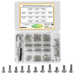 Mini Micro Small Phillips Pan Head Machine Screws Assortment Kit Nickel 800 Pcs