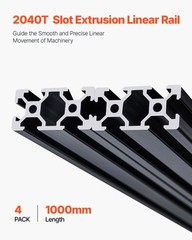 4PCS 39.4 in (1000 mm) T Slot 2040 Aluminum Extrusion Anodized Linear Rail