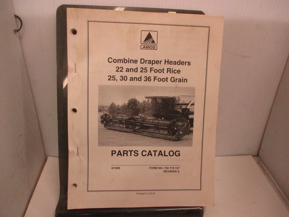 Agco Parts Catalog Combine Draper Headers 22 and 25 foot rice 700 7019 137